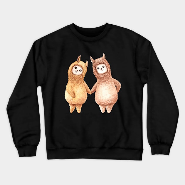 llama cartoon watercolor hand drawn Crewneck Sweatshirt by Mako Design 